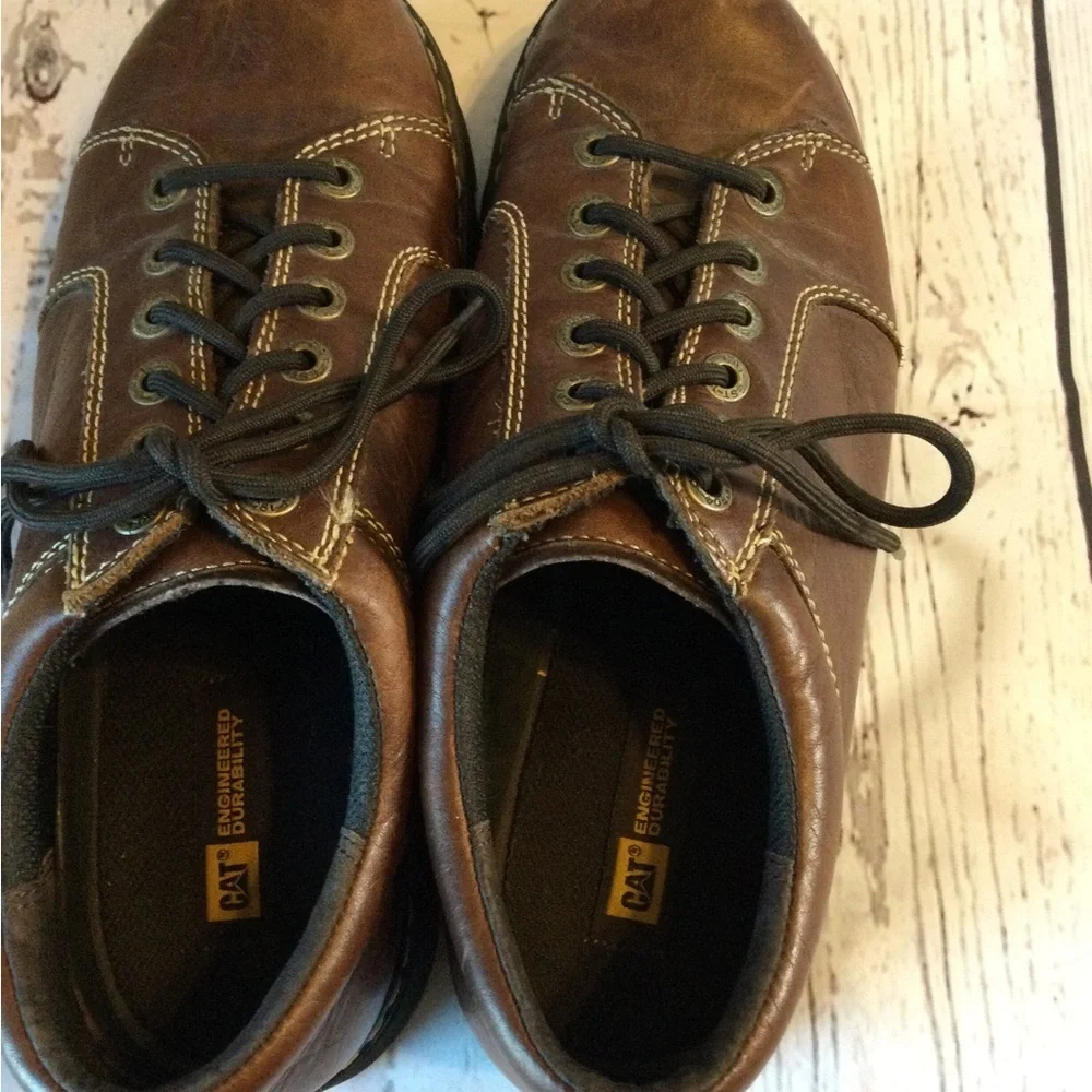 Cat Engineered Duribility Men's Brown Leather Shoes Size 11